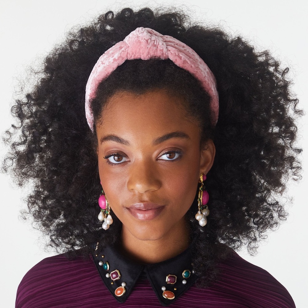 lele sadoughi dusty rose burnout velvet knotted headband, NWT.